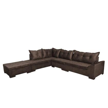 Imagem de Sofá de Canto 5 Lugares com Chaise Esquerdo Corupá Suede Café