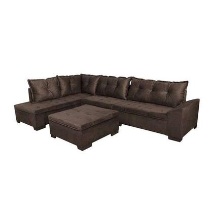 Sofá de Canto 5 Lugares com Chaise Esquerdo Corupá Suede Café - Mobly Imagem de Sofá de Canto 5 Lugares com Chaise Esquerdo Corupá Suede Café