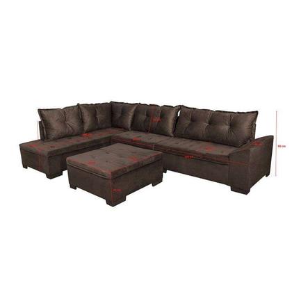 Sofá de Canto 5 Lugares com Chaise Esquerdo Corupá Suede Café - Mobly Imagem de Sofá de Canto 5 Lugares com Chaise Esquerdo Corupá Suede Café