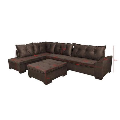 Imagem de Sofá de Canto 5 Lugares com Chaise Esquerdo Corupá Suede Café