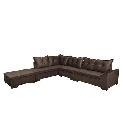 Imagem de Sofá de Canto 5 Lugares com Chaise Esquerdo Itapema Suede Café