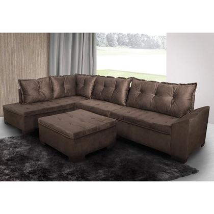 Imagem de Sofá de Canto 5 Lugares com Chaise Esquerdo Itapema Suede Café
