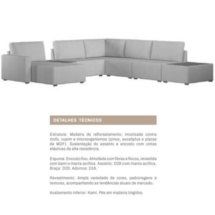 Imagem de Sofá de Canto 5 lugares com Chaise Modular Moderno Premium Veludo Cinza Claro Agatha