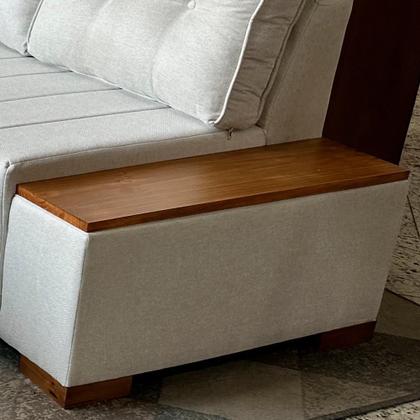 Imagem de Sofá de Canto 5 Lugares com Puff Malibu Linho Bege