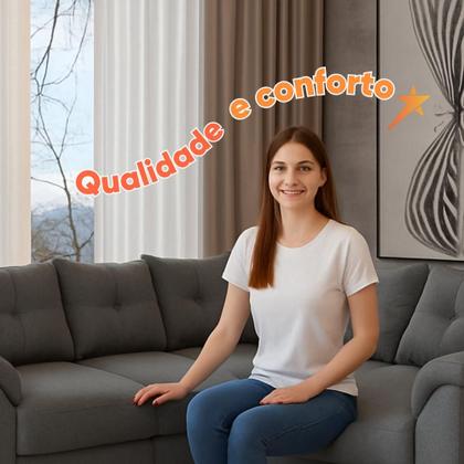 Imagem de Sofá de Canto 5 Lugares com Retrátil Qatar Suede Cinza