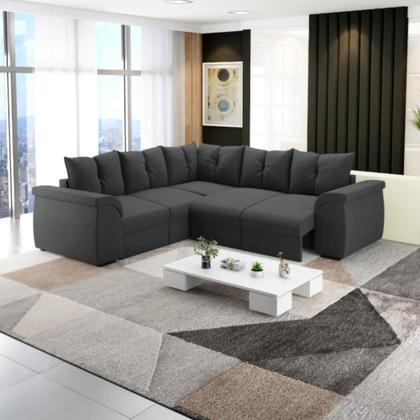 Imagem de Sofá de Canto 5 Lugares com Retrátil Qatar Suede Cinza