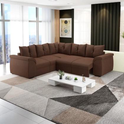 Imagem de Sofá de Canto 5 Lugares com Retrátil Qatar Suede Marrom