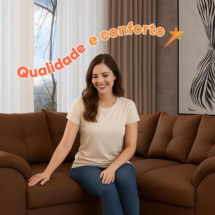 Imagem de Sofá de Canto 5 Lugares com Retrátil Qatar Suede Marrom