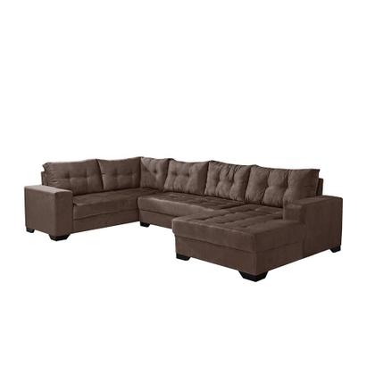 Imagem de Sofá de Canto 5 Lugares Dijon com Chaise Suede Marrom