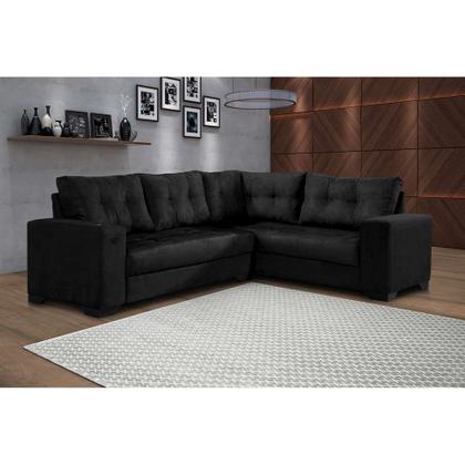 Sofá de Canto 5 Lugares Dijon com Entrada USB Suede Preto - Império Estofados Imagem de Sofá de Canto 5 Lugares Dijon com Entrada USB Suede Preto