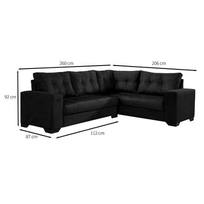 Sofá de Canto 5 Lugares Dijon com Entrada USB Suede Preto - Império Estofados Imagem de Sofá de Canto 5 Lugares Dijon com Entrada USB Suede Preto