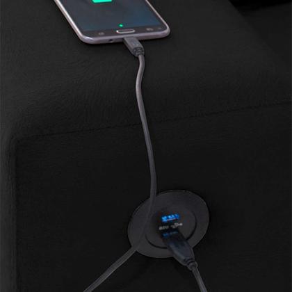 Sofá de Canto 5 Lugares Dijon com Entrada USB Suede Preto - Império Estofados Imagem de Sofá de Canto 5 Lugares Dijon com Entrada USB Suede Preto