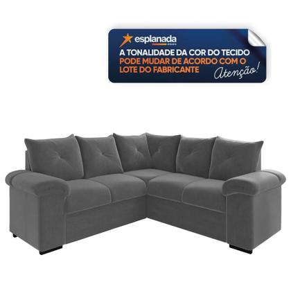 Imagem de Sofá De Canto 5 Lugares Pegasus Veludo Mamflex Cinza