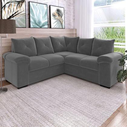 Imagem de Sofá De Canto 5 Lugares Pegasus Veludo Mamflex Cinza