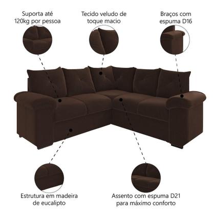 Imagem de Sofá De Canto 5 Lugares Pegasus Veludo Mamflex Marrom