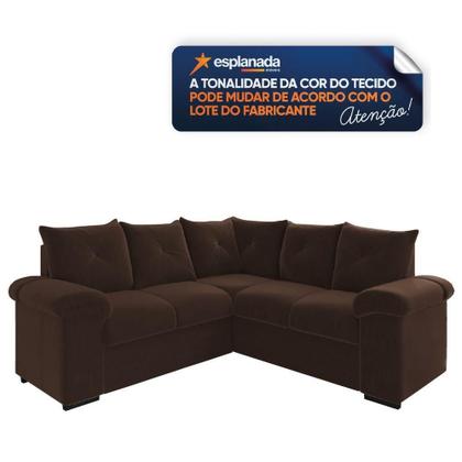Imagem de Sofá De Canto 5 Lugares Pegasus Veludo Mamflex Marrom