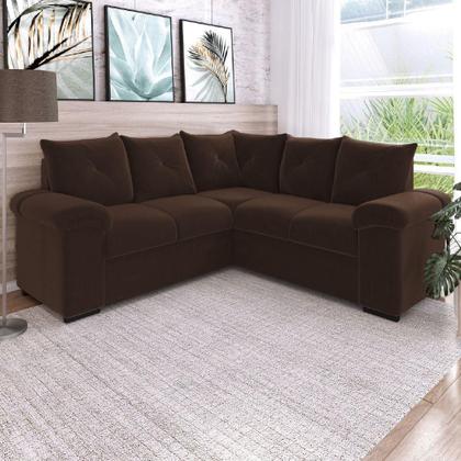 Imagem de Sofá De Canto 5 Lugares Pegasus Veludo Mamflex Marrom