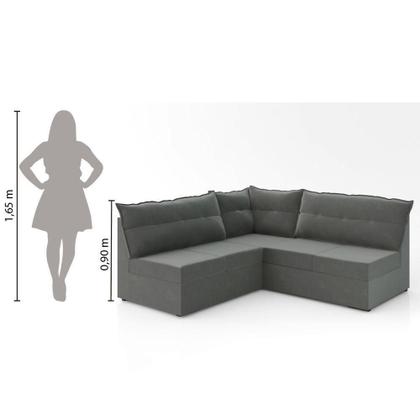 Imagem de Sofá De Canto 5 Lugares Renaut Suede Cinza Mamflex Cinza