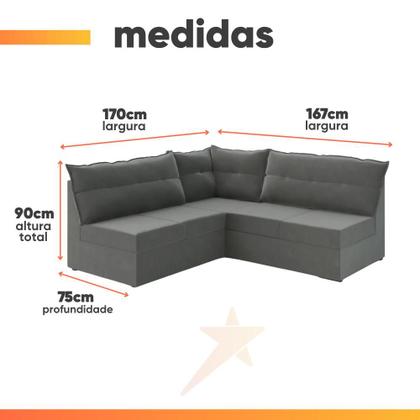 Imagem de Sofá de Canto 5 Lugares Renaut Suede Cinza Mamflex