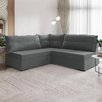 Imagem de Sofá de Canto 5 Lugares Renaut Suede Cinza Mamflex