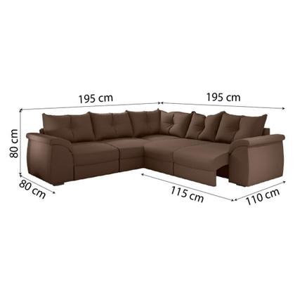 Imagem de Sofá De Canto 5 Lugares Retrátil Qatar Suede Marrom Marrom