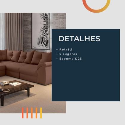 Imagem de Sofá De Canto 5 Lugares Retrátil Qatar Suede Marrom Marrom