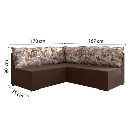 Imagem de Sofá De Canto 5 Lugares Suede Marrom/Palmeira