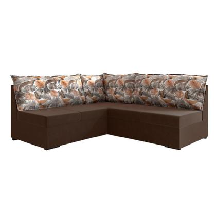 Imagem de Sofá De Canto 5 Lugares Suede Marrom/Palmeira