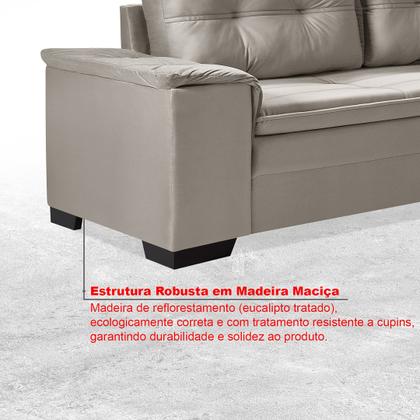 Imagem de Sofá de Canto 6 Lugares com Chaise 3,42m Suede Cinza Claro