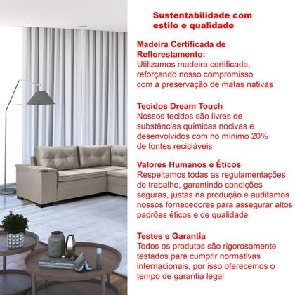 Imagem de Sofá de Canto 6 Lugares com Chaise 3,42m Suede Cinza Claro