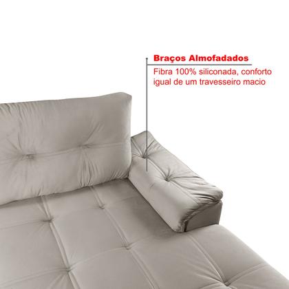 Imagem de Sofá de Canto 6 Lugares com Chaise 3,42m Suede Cinza Claro