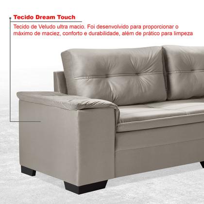 Imagem de Sofá de Canto 6 Lugares com Chaise 3,42m Suede Cinza Claro