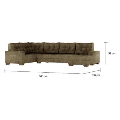 Imagem de Sofá de Canto 6 Lugares com Chaise Direito Cannes Suede Amassado Marrom
