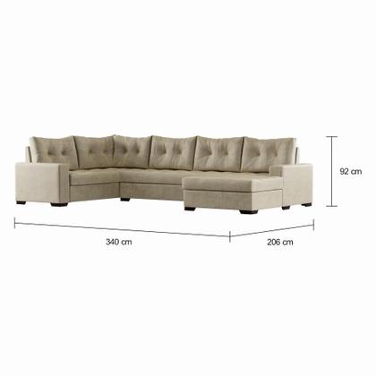 Imagem de Sofá de Canto 6 Lugares com Chaise Direito Lyon Suede Animale Cinza