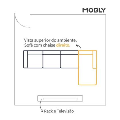 Imagem de Sofá de Canto 6 Lugares com Chaise Direito Mônaco Suede Amassado Marrom