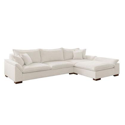 Imagem de Sofá de Canto 6 Lugares com Chaise Modulado 280cm com Base em Madeira Maciça Dominique Yescasa