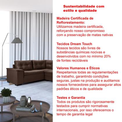 Imagem de Sofá de Canto 6 Lugares com Chaise Suede Aveludado Viena