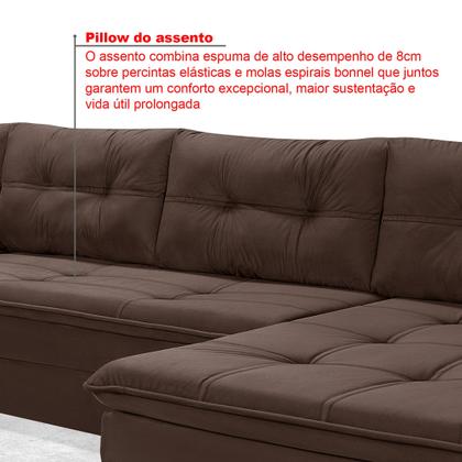 Imagem de Sofá de Canto 6 Lugares com Chaise Suede Aveludado Viena