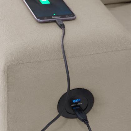 Imagem de Sofá de Canto 6 Lugares Dijon com Chaise Esquerdo e Entrada USB Suede Areia