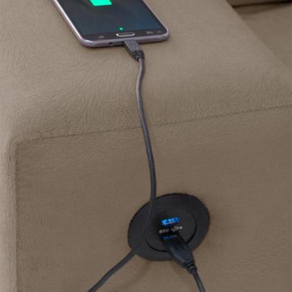 Imagem de Sofá de Canto 6 Lugares Dijon com Chaise Esquerdo e Entrada USB Suede Chocolate