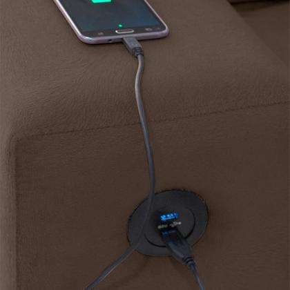 Imagem de Sofá de Canto 6 Lugares Dijon com Chaise Esquerdo e Entrada USB Suede Marrom