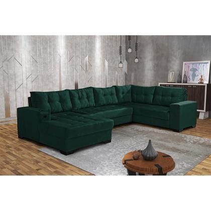 Imagem de Sofá de Canto 6 Lugares Dijon com Chaise Esquerdo e Entrada USB Suede Verde