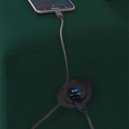 Imagem de Sofá de Canto 6 Lugares Dijon com Chaise Esquerdo e Entrada USB Suede Verde