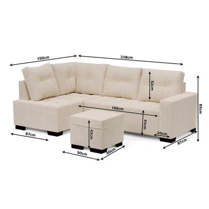 Imagem de Sofá de Canto 6 Lugares Gávea Suede Bege