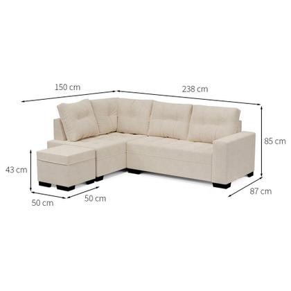 Imagem de Sofá de Canto 6 Lugares Gávea Suede Bege
