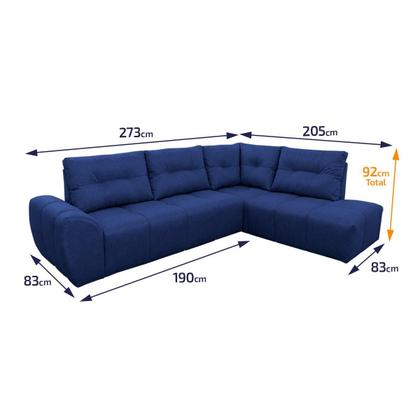Imagem de Sofá de Canto 6 Lugares Hellen Lugano Suede Velut Azul 205/273 cm