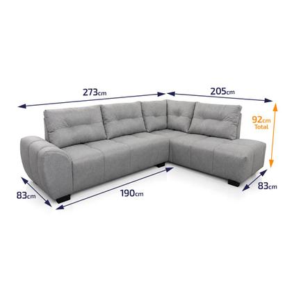 Imagem de Sofá de Canto 6 Lugares Hellen Lugano Suede Velut Cinza 205/273 cm