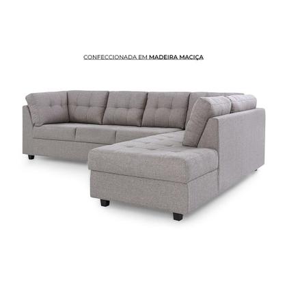Imagem de Sofá de Canto 6 Lugares Herval Gran, Chaise Esquerda, Linho Bege
