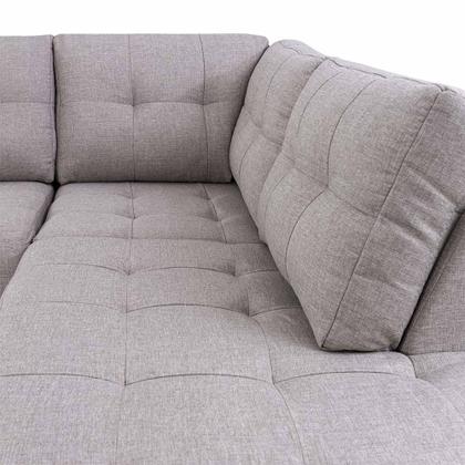 Imagem de Sofá de Canto 6 Lugares Herval Gran, Chaise Esquerda, Linho Bege