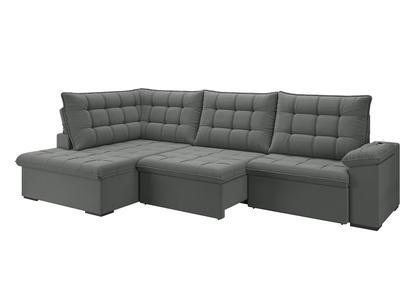 Imagem de Sofá de Canto 6 Lugares Retrátil Reclinável Suede Veludo Dallas Flexforma Estofados